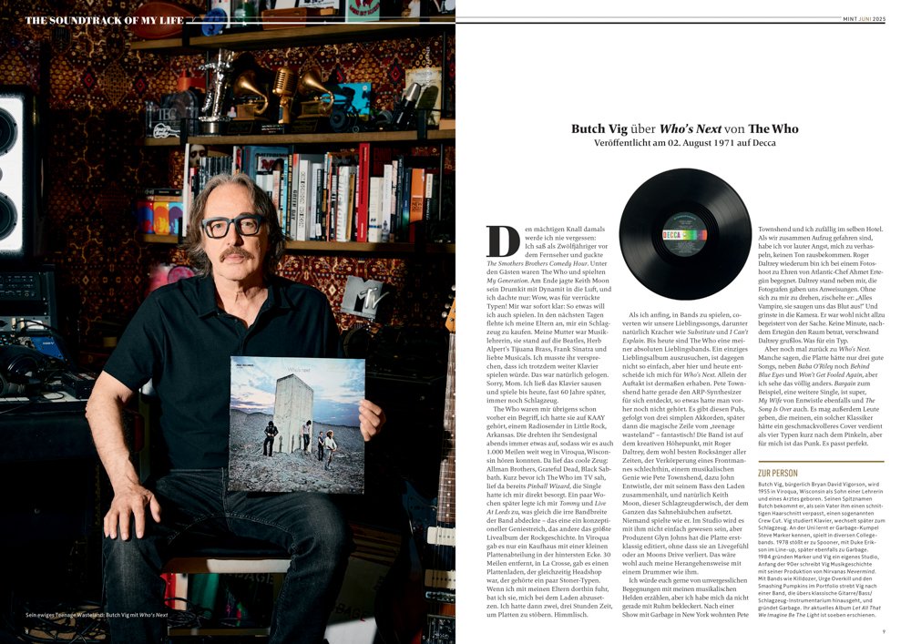 Butch Vig, drummer and co-producer of Garbage / Mint